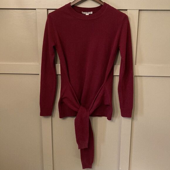 AUTUMN Cashmere Tie Front Sweater in Pinot 100% Cashmere Size Small - Picture 6 of 10